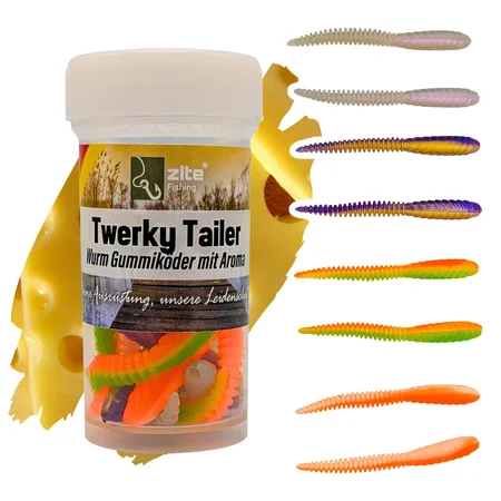 Zite Fishing Twerky Tailer Shiny Mix Käse 7 cm 8 STK 3in1 Gummiköder Forelle