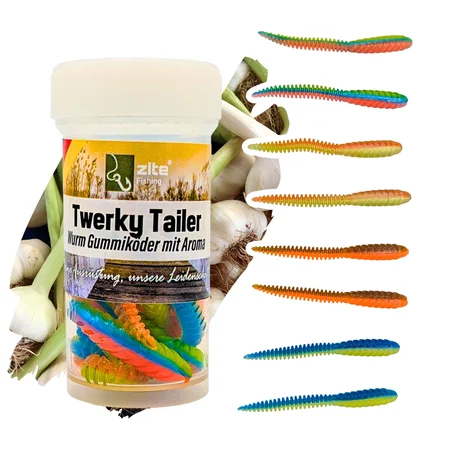 Zite Fishing Twerky Tailer Nature Mix Knoblauch 7 cm 8 STK 3in1 Gummiköder Forelle