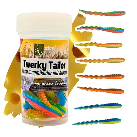 Zite Fishing Twerky Tailer Nature Mix Käse 7 cm 8 STK 3in1 Gummiköder Forelle