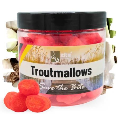 Troutmallows Angelköder Forelle Orange Knoblauch-Aroma 40 g Zite Fishing