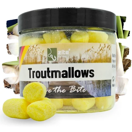 Troutmallows Angelköder Forelle Gelb Knoblauch-Aroma 40 g Zite Fishing