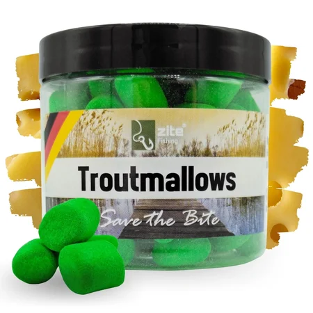 Troutmallows Angelköder Forelle Grün Käse-Aroma 40 g Zite Fishing