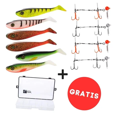 Hechtköder Sparset mit 6 Inzite Flanker, 4 Hechtsysteme 5-20g teils UV-Aktiv & GRATIS Wasserdichte Köderbox