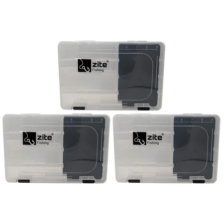 Zite Fishing Tackle Box 27,5 x 18,5 x 4,5 cm 3 STK je 5 Fächer Geschlitzte EVA-Schaum-Einlage