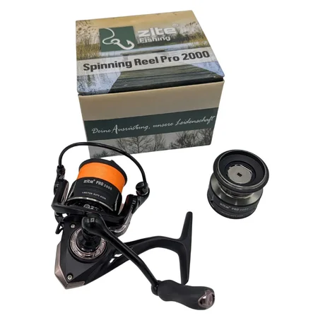 Zite Fishing Spinning Reel Pro 2000 bespult Spinnrolle mit Frontbremse 8+1 2 Aluminiumspulen für Spinnfischen