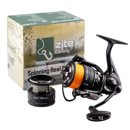 Zite Fishing Spinning Reel Pro 3000 bespult Spinnrolle mit Frontbremse 8+1 2 Aluminiumspulen für Spinnfischen