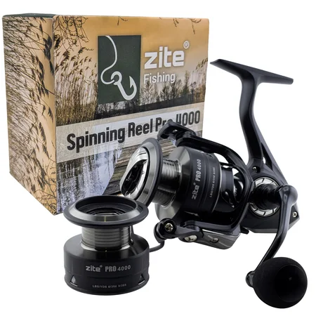 Zite Fishing Spinning Reel Pro 4000 Spinnrolle mit Frontbremse 8+1 2 Aluminiumspulen für Spinnfischen