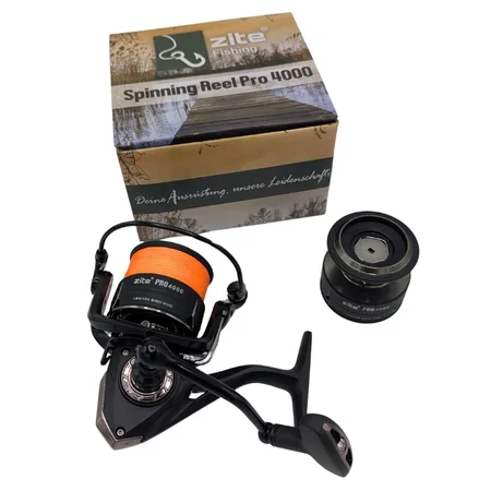 Zite Fishing Spinning Reel Pro 4000 bespult Spinnrolle mit Frontbremse 8+1 2 Aluminiumspulen für Spinnfischen