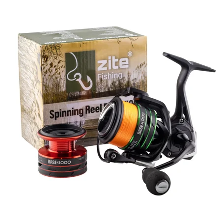 Zite Fishing Spinning Reel Base 4000 Spinnrolle mit Frontbremse 5+1 2 Aluminiumspulen für Forelle & Barsch Spinnfischen