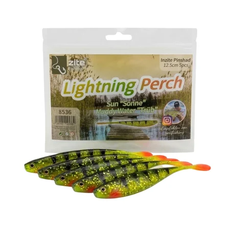 Zite Fishing Inzite Pinshad Lightning Perch 12,5 cm – UV-aktiver Gummiköder für Zander & Barsch, 5 Stück