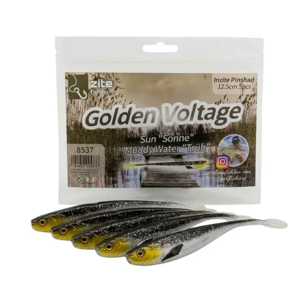 Zite Fishing Inzite Pinshad Golden Voltage 12,5 cm – 5 Stück Gummiköder für Zander & Barsch