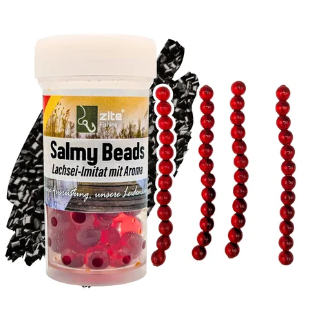 Salmy Beads Pellet rot 8 mm 60 Stück Lachsei Imitat Forellenköder Zite Fishing