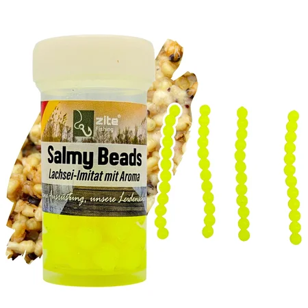 Salmy Beads Bienenmadenöl gelb 8 mm 60 Stück Köder Trout Eggs Zite Fishing