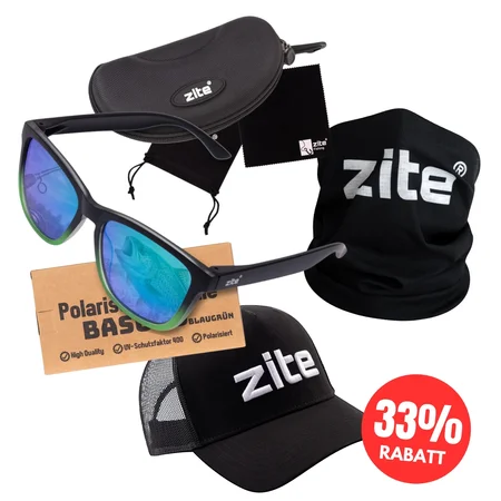 Zite Fishing Sommer-Set: Cappy + Polarisationsbrille Basulo + Schlauchschal