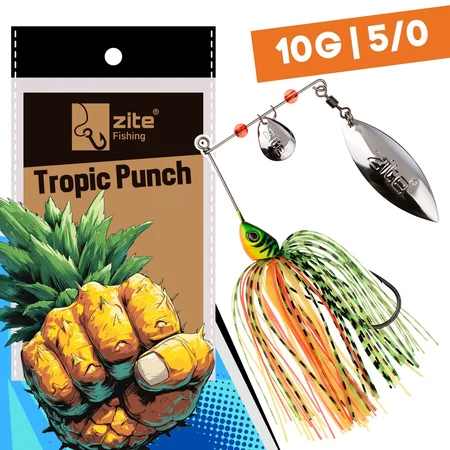 Inzite Rotator Spinnerbaits 10g – Haken 5/0 – Tropic Punch – mit Doppelspinnerblatt & Fransen