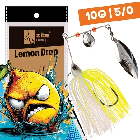 Inzite Rotator Spinnerbaits 10g – Haken 5/0 – Lemon Drop – mit Doppelspinnerblatt & Fransen