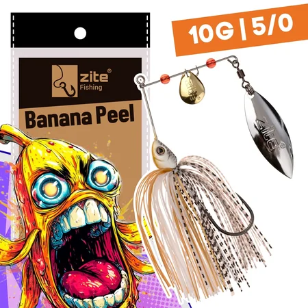 Inzite Rotator Spinnerbaits 10g – Haken 5/0 – Banana Peel – mit Doppelspinnerblatt & Fransen