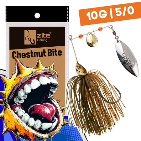 Inzite Rotator Spinnerbaits 10g – Haken 5/0 – Chestnut Bite – mit Doppelspinnerblatt & Fransen