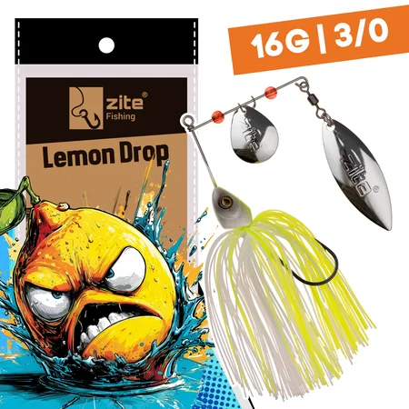 Inzite Rotator Spinnerbaits 16g – Haken 3/0 – Lemon Drop – mit Doppelspinnerblatt & Fransen