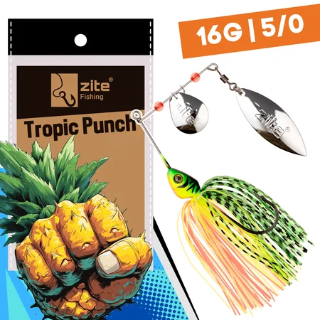 Inzite Rotator Spinnerbaits 16g – Haken 5/0 – Tropic Punch – mit Doppelspinnerblatt & Fransen