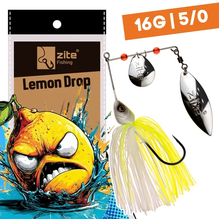 Inzite Rotator Spinnerbaits 16g – Haken 5/0 – Lemon Drop – mit Doppelspinnerblatt & Fransen