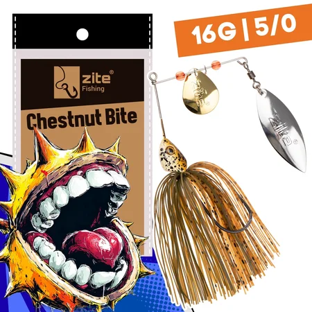 Inzite Rotator Spinnerbaits 16g – Haken 5/0 – Chestnut Bite – mit Doppelspinnerblatt & Fransen