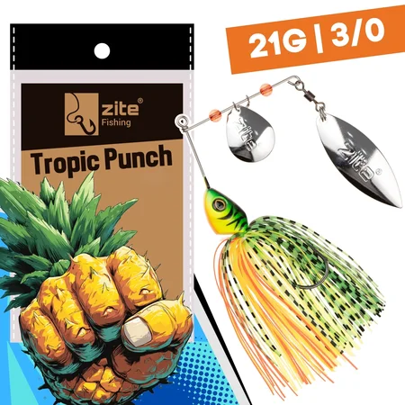 Inzite Rotator Spinnerbaits 21g – Haken 3/0 – Tropic Punch – mit Doppelspinnerblatt & Fransen