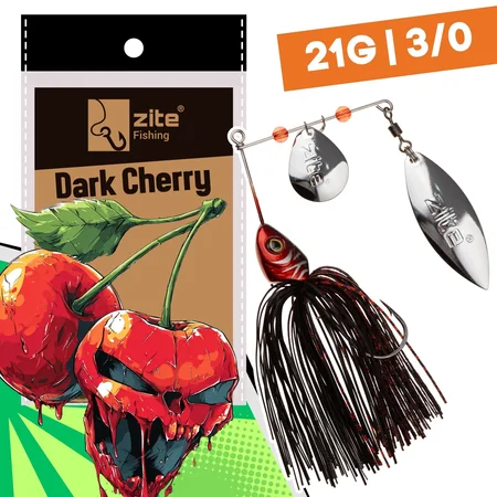 Inzite Rotator Spinnerbaits 21g – Haken 3/0 – Dark Cherry – mit Doppelspinnerblatt & Fransen