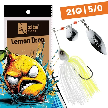 Inzite Rotator Spinnerbaits 21g – Haken 5/0 – Lemon Drop – mit Doppelspinnerblatt & Fransen