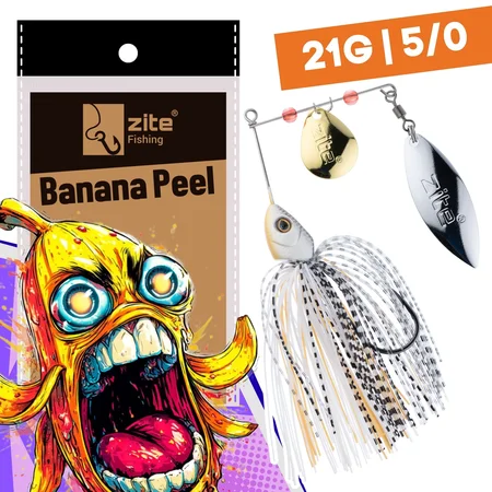 Inzite Rotator Spinnerbaits 21g – Haken 5/0 – Banana Peel – mit Doppelspinnerblatt & Fransen