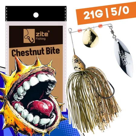 Inzite Rotator Spinnerbaits 21g – Haken 5/0 – Chestnut Bite – mit Doppelspinnerblatt & Fransen