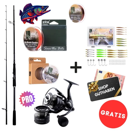 Zander Pro Komplettset - Inzite Pro Stick Zander, Spinnig Reel Pro 3000, Angelschnur & GRATIS Zubehör 