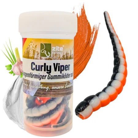 Zite Fishing Curly Viper Turbo Knoblauch 6,5 cm Rotationsköder für Forelle 8 Stück