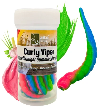 Zite Fishing Curly Viper Mystica Knoblauch 6,5 cm Rotationsköder für Forelle 8 Stück