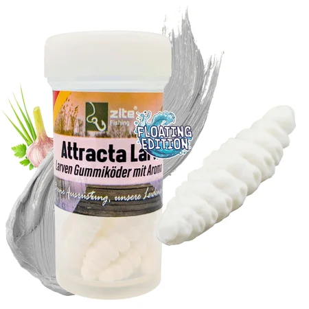 Attracta Larv Weiß Knoblauch Aroma Floating Edition 3,5 cm 8 STK Larven Imitat Gummi