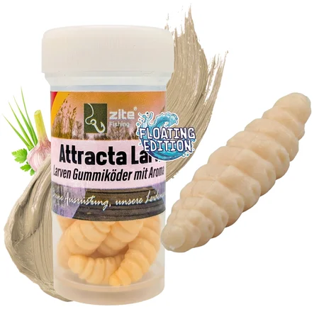 Attracta Larv Creme Knoblauch Aroma Floating Edition 3,5 cm 8 STK Larven Imitat Gummi