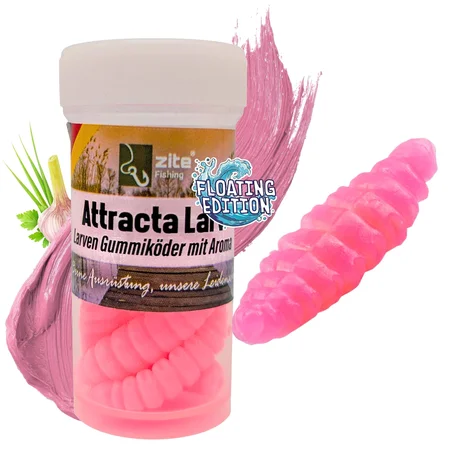 Attracta Larv Pink Knoblauch Aroma Floating Edition 3,5 cm 8 STK Larven Imitat Gummi