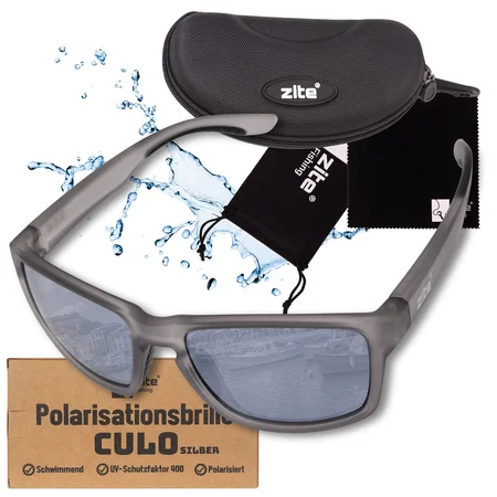 Zite Fishing Polarisationsbrille Culo – Silber verspiegelt mit UV400-Schutz, schwimmfähig & Hardcase
