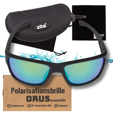 Zite Fishing Polarisationsbrille Orus – Blaugrün verspiegelt mit UV400-Schutz, schwimmfähig & Hardcase