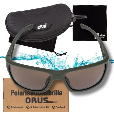 Zite Fishing Polarisationsbrille Orus – Braun mit UV400-Schutz, schwimmfähig & Hardcase