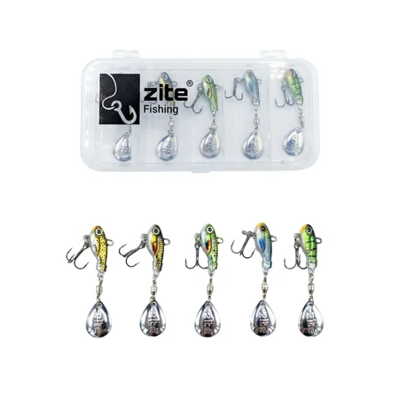 Zite Fishing Jigspinner Set Natur S 5g - 5 Spin Jigs im 3D-Beutefisch-Design für Barsch, Hecht & Zander