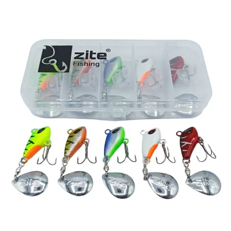 Zite Fishing Jigspinner Set Neon S 15g – 5 Farben Barsch & Zander Köder UV-aktiv