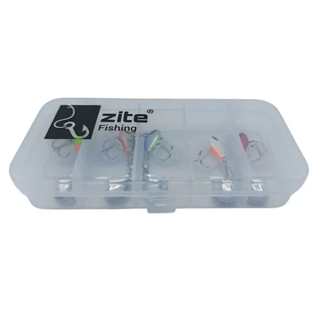 Zite Fishing Jigspinner Set Neon M 5g – 5 Spin-Jigs im Ultralight-Set mit Tackle-Box