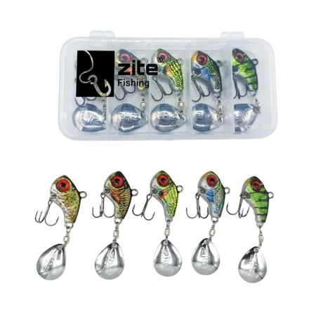 Zite Fishing Jigspinner Set Natur L 20g - 5 Spin Jigs im 3D-Beutefisch-Design für Barsch, Hecht & Zander
