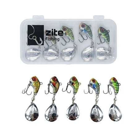 Zite Fishing Jigspinner Set Natur L 10g - 5 Spin Jigs im 3D-Beutefisch-Design für Barsch, Hecht & Zander