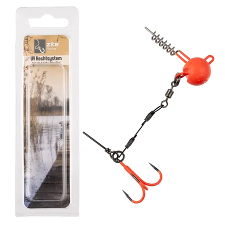 Zite Fishing Hecht-System Single Hook UV-Aktiv 20g - ideal für Hechtköder 12-15 cm