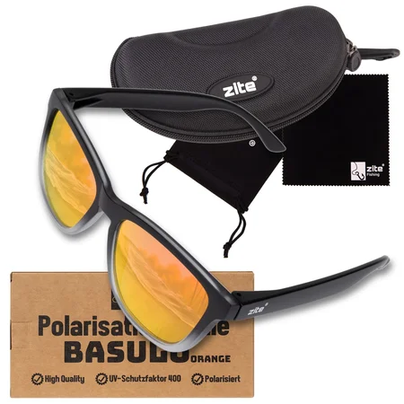 Zite Fishing Polarisationsbrille Basulo – Orange verspiegelt mit UV400-Schutz inkl. Hardcase & Microfasertuch