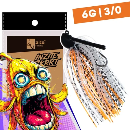 Inzite Skrrt Skirt Jig 6g – Haken 3/0 – Banana Peel – mit Weedguard Fransen Köder für Barsch und Zander