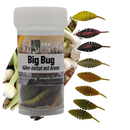 Big Bug Natur Mix Knoblauch 50 mm 8 Stück Käfer Imitat Forellenköder Zite Fishing