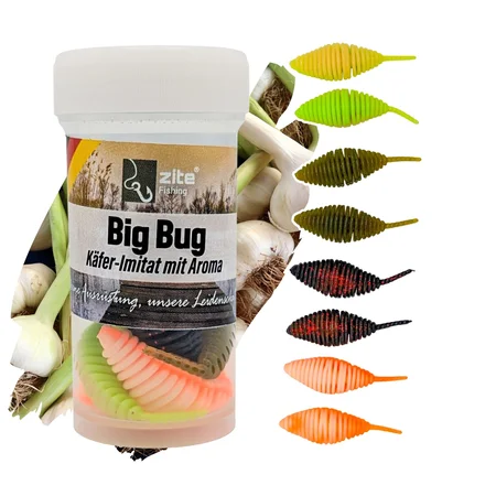 Big Bug Allround Mix Knoblauch 50 mm 8 Stück Käfer Imitat Forellenköder Zite Fishing